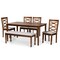 Baxton Studio Lanier Modern and Contemporary Grey Fabric and Walnut Brown Finished Wood 6-Piece Dining Set 174-9883-10923-10520-Zoro - alternate 1